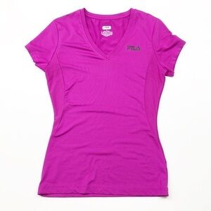 Fila Sport magenta vneck compression workout top